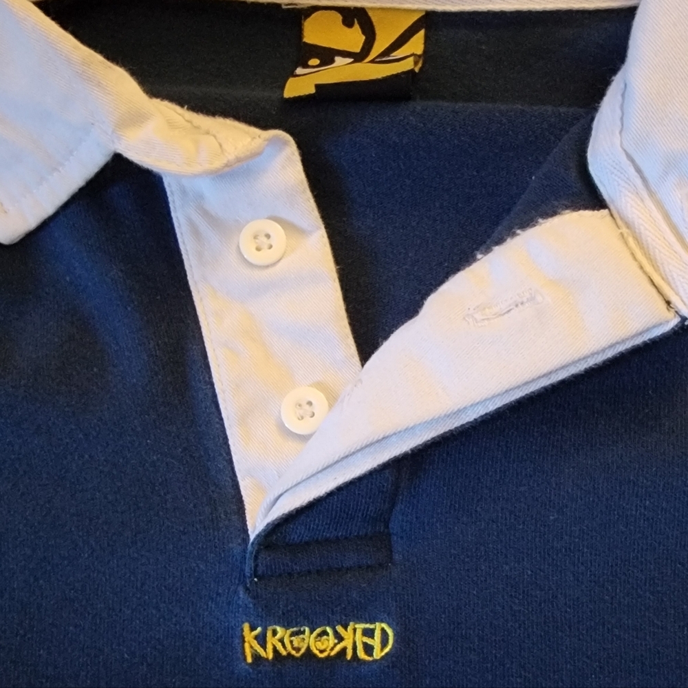 Blue Polo Shirt with White Collar